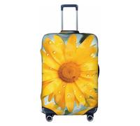 QMNSEHF Travel Luggage Cover Suitcase Protector Elastic Washable Yellow daisy Suitcase Cover Anti-scratch Spandex Baggage Covers Fits 18-32 Inch Luggage, Black, L