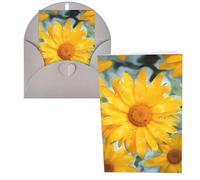 QMNSEHF Yellow daisy Greeting Card with Envelopes Thank YouCard Happy Birthday Card for Women Men Christmas Halloween Wedding Blank Note Cards All Occasion Greeting Cards 4x6
