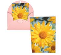 QMNSEHF Yellow daisy Greeting Card with Envelopes Thank YouCard Happy Birthday Card for Women Men Christmas Halloween Wedding Blank Note Cards All Occasion Greeting Cards 4x6