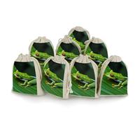 QMNVBDS Animal Frog Green Leaf Leaves Muslin Bags Drawstring Bags 8PCS Burlap Gift Bags Cloth Gift Bags with Drawstring Small Drawstring Bags Drawstring Pouch Gift Bags Drawstring Cloth