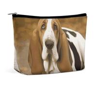 QMNVBDS Basset Hound Makeup Bag Travel Toiletry Bag for Women Waterproof Cosmetic Bags Small Zipper Pouch Portable Travel Bags for Toiletries Cute Cosmetic Pouch Make Up Organizer, white, One size