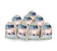 QMNVBDS Beautiful Landscape Trees Snow Flakes Muslin Bags Drawstring Bags 8PCS Burlap Gift Bags Cloth Gift Bags with Drawstring Small Drawstring Bags Drawstring Pouch Gift Bags Drawstring Cloth