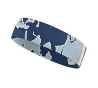 QMNVBDS Blue Map of The World Headband for Women Men Non Slip Head Band Elastic Sport Head Bands for Running Hiking Sweat Headband for Athletic Yoga Running Gym