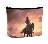 QMNVBDS Cowboy West Makeup Bag Travel Toiletry Bag for Women Waterproof Cosmetic Bags Small Zipper Pouch Portable Travel Bags for Toiletries Cute Cosmetic Pouch Make Up Organizer