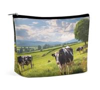 QMNVBDS Cows Grazing Makeup Bag Travel Toiletry Bag for Women Waterproof Cosmetic Bags Small Zipper Pouch Portable Travel Bags for Toiletries Cute Cosmetic Pouch Make Up Organizer