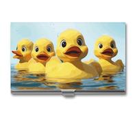 QMNVBDS Cute Yellow Rubber Ducky Business Card Holder Slim Business Card Case for Women Men Metal Business Card Box Business Card Holder for Pocket Purse Small Business Card Wallet One Size