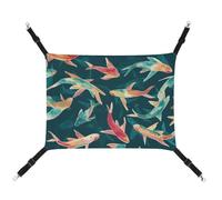 QMNVBDS Cyan Fish Pattern Cat Hammock Ferret Hammock Guinea Pig Hammock Rat Hammock Hanging Cat Bed Chinchilla Hammock Hamster Hammock Cat Hammock for Cage Cat Supplies Pet Hammock