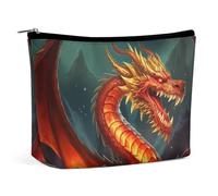 QMNVBDS Dragon King in Fire Makeup Bag Travel Toiletry Bag for Women Waterproof Cosmetic Bags Small Zipper Pouch Portable Travel Bags for Toiletries Cute Cosmetic Pouch Make Up Organizer, white, One