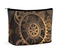 QMNVBDS Gears Clock Bronze Century Makeup Bag Travel Toiletry Bag for Women Waterproof Cosmetic Bags Small Zipper Pouch Portable Travel Bags for Toiletries Cute Cosmetic Pouch Make Up Organizer