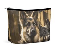 QMNVBDS German Shepherd Makeup Bag Travel Toiletry Bag for Women Waterproof Cosmetic Bags Small Zipper Pouch Portable Travel Bags for Toiletries Cute Cosmetic Pouch Make Up Organizer