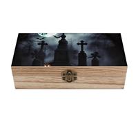 QMNVBDS Gothic Happy Halloween Wooden Box Wooden Storage Box Wooden Boxes for Storage Wooden Box with Hinged Lid Wooden Jewelry Box Wooden Jewelry Box for Women Small Wooden Box
