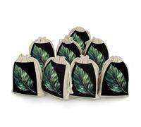 QMNVBDS Green Leaf Shape Muslin Bags Drawstring Bags 8PCS Burlap Gift Bags Cloth Gift Bags with Drawstring Small Drawstring Bags Drawstring Pouch Gift Bags Drawstring Cloth