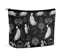 QMNVBDS Halloween Goth Makeup Bag Travel Toiletry Bag for Women Waterproof Cosmetic Bags Small Zipper Pouch Portable Travel Bags for Toiletries Cute Cosmetic Pouch Make Up Organizer, white, One Size
