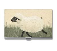 QMNVBDS Hand Drawn Sheep Business Card Holder Slim Business Card Case for Women Men Metal Business Card Box Business Card Holder for Pocket Purse Small Business Card Wallet One Size