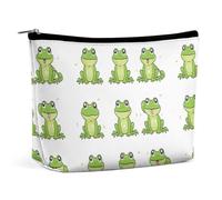 QMNVBDS Little Green Frog Makeup Bag Travel Toiletry Bag for Women Waterproof Cosmetic Bags Small Zipper Pouch Portable Travel Bags for Toiletries Cute Cosmetic Pouch Make Up Organizer, white, One