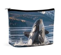 QMNVBDS Orca Killer Whale Makeup Bag Travel Toiletry Bag for Women Waterproof Cosmetic Bags Small Zipper Pouch Portable Travel Bags for Toiletries Cute Cosmetic Pouch Make Up Organizer, white, One
