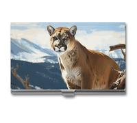 QMNVBDS Panther Mountain Lion Business Card Holder Slim Business Card Case for Women Men Metal Business Card Box Business Card Holder for Pocket Purse Small Business Card Wallet One Size