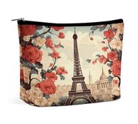 QMNVBDS Paris Vintage Floral Makeup Bag Travel Toiletry Bag for Women Waterproof Cosmetic Bags Small Zipper Pouch Portable Travel Bags for Toiletries Cute Cosmetic Pouch Make Up Organizer, white, One