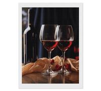 QMNVBDS Red Wine Glasses Diamond Painting Diamond Art Kits for Adults Round Dirll Diamond Painting Kit Diamond Painting Kits for Adults Beginners Gem Art DIY 5D Diamond Art Kits 12"x16"