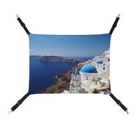 QMNVBDS Santorini Greek Island Sea View Cat Hammock Ferret Hammock Guinea Pig Hammock Rat Hammock Hanging Cat Bed Chinchilla Hammock Hamster Hammock Cat Hammock for Cage Cat Supplies Pet Hammock
