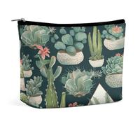 QMNVBDS Succulent Plants And Green Makeup Bag Travel Toiletry Bag for Women Waterproof Cosmetic Bags Small Zipper Pouch Portable Travel Bags for Toiletries Cute Cosmetic Pouch Make Up Organizer, white