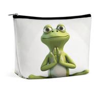 QMNVBDS The Funny Frog Doing Yoga Makeup Bag Travel Toiletry Bag for Women Waterproof Cosmetic Bags Small Zipper Pouch Portable Travel Bags for Toiletries Cute Cosmetic Pouch Make Up Organizer, white