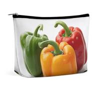 QMNVBDS Three Fresh Bell Peppers Makeup Bag Travel Toiletry Bag for Women Waterproof Cosmetic Bags Small Zipper Pouch Portable Travel Bags for Toiletries Cute Cosmetic Pouch Make Up Organizer, white