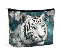QMNVBDS Tiger in Jungle Makeup Bag Travel Toiletry Bag for Women Waterproof Cosmetic Bags Small Zipper Pouch Portable Travel Bags for Toiletries Cute Cosmetic Pouch Make Up Organizer, white, One size