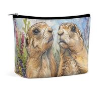 QMNVBDS Two Prairie Dogs Makeup Bag Travel Toiletry Bag for Women Waterproof Cosmetic Bags Small Zipper Pouch Portable Travel Bags for Toiletries Cute Cosmetic Pouch Make Up Organizer, white, One size