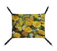 QMNVBDS Yellow Butterfly and Daisies Cat Hammock Ferret Hammock Guinea Pig Hammock Rat Hammock Hanging Cat Bed Chinchilla Hammock Hamster Hammock Cat Hammock for Cage Cat Supplies Pet Hammock