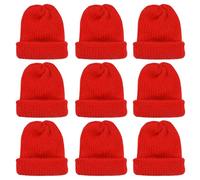 QMofeixiaodianQ Set of 9 Knitted Egg Cozy Hat, Egg Cosy, Christmas Egg Warmer, Knitted Egg Warmer Hats for Breakfast Eggs, Brunch Table Decoration (Red)