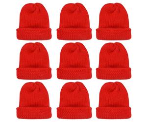 QMofeixiaodianQ Set of 9 Knitted Egg Cozy Hat, Egg Cosy, Christmas Egg Warmer, Knitted Egg Warmer Hats for Breakfast Eggs, Brunch Table Decoration (Red)