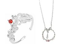 Qmortech Hua Cheng Cosplay Ring Anime Hua Cheng Xie Lian Necklace Costume Accessories Jewelry, Silver, No Gemstone