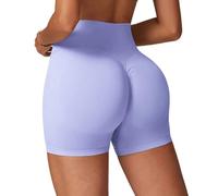 Qmttoae Seamless 4.5" Scrunch Butt Lifting Gym Shorts for Women Booty Workout Shorts Tummy Control Cycling Yoga (Lotus,M)