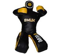 QMUK MMA Grappling Brazilian Jiu Jitsu Wrestling Mixed Martial Arts Judo Training Kick Boxing Dummy (Leather - Black/Yellow, 70" - 6 feet)