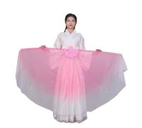 QMVDOJR Big Size Fan Veil Chiffon Fabric Gradient Flowy Opening Dance Props Flexiable Handle Round(Color 6,1PCS)