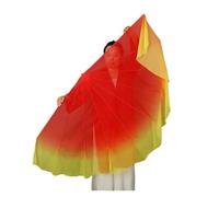 QMVDOJR Big Size Fan Veil Chiffon Fabric Gradient Flowy Opening Dance Props Flexiable Handle Round(Color 11,1PCS)