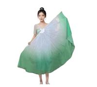 QMVDOJR Big Size Fan Veil Chiffon Fabric Gradient Flowy Opening Dance Props Flexiable Handle Round(Color 13,1PCS)