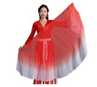 QMVDOJR Big Size Fan Veil Chiffon Fabric Gradient Flowy Opening Dance Props Flexiable Handle Round(Color 10,1PCS)