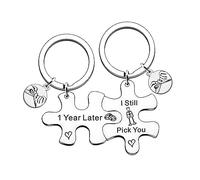 QMVMV 1 Year Wedding Anniversary Keyring Gifts for Her Him Husband Wife 1th Anniversary Gifs for Men Women from Wifey Hubby Boyfriend Girlfriend