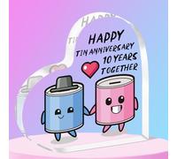 QMVMV 10th Wedding Anniversary Acrylic Plaque Gift for Husband Wife - Happy Tin Anniversary Acrylic Plaque for Women Men Partner Couples Tenth Wedding Anniversaries