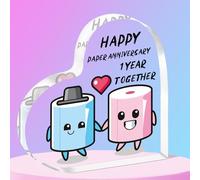 QMVMV 1st Wedding Anniversary Acrylic Plaque Gift for Husband Wife - Happy Paper Anniversary Acrylic Plaque for Women Men Partner Couples First Wedding Anniversaries
