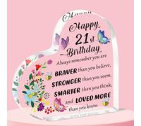 QMVMV 21st Birthday Gifts for Women,21 Birthday Gifts for Her Sister Daughter Niece Friends,21st Birthday Gifts Idea for 21 Year Old Women Girls,Happy 21st Birthday Keepsake Plaque Sign