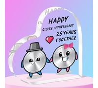 QMVMV 25th Wedding Anniversary Acrylic Plaque Gift for Husband Wife - Happy Silver Anniversary Acrylic Plaque for Women Men Partner Couples Twenty-Fifth Wedding Anniversaries
