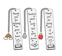 QMVMV 3 PCS Thank You Teacher Bookmark Gifts for Women Men Graduation Birthday Teachers Day Christmas Retirement Gifts Preschool Daycare Special Education Teacher