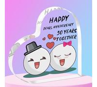 QMVMV 30th Wedding Anniversary Acrylic Plaque Gift for Husband Wife - Happy Pearl Anniversary Acrylic Plaque for Women Men Partner Couples Thirtieth Wedding Anniversaries