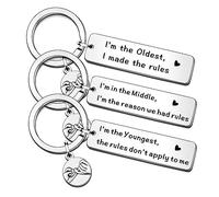 QMVMV 3Pcs Sister Brother Keyring Gifts Sibling Gifts Brother Sibling Matching Keyring Set Family Gifts for Sister Brother Christmas Birthday Gifts for Daughter Son