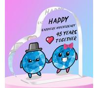QMVMV 45th Wedding Anniversary Acrylic Plaque Gift for Husband Wife - Happy Sapphire Anniversary Acrylic Plaque for Women Men Partner Couples Forty-Fifth Wedding Anniversaries