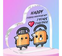 QMVMV 7th Wedding Anniversary Acrylic Plaque Gift for Husband Wife - Happy Copper Anniversary Acrylic Plaque for Women Men Partner Couples Seventh Wedding Anniversaries