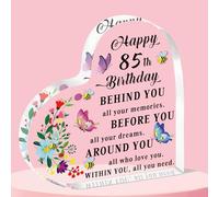 QMVMV 85th Birthday Gifts for Women, Personalised Heart Shaped Acrylic 85th birthday Keepsake Gifts, Unique 85 Birthday Gifts for Mum Grandma Sister Wife Friends, Happy 85 Year Old Gifts for Her